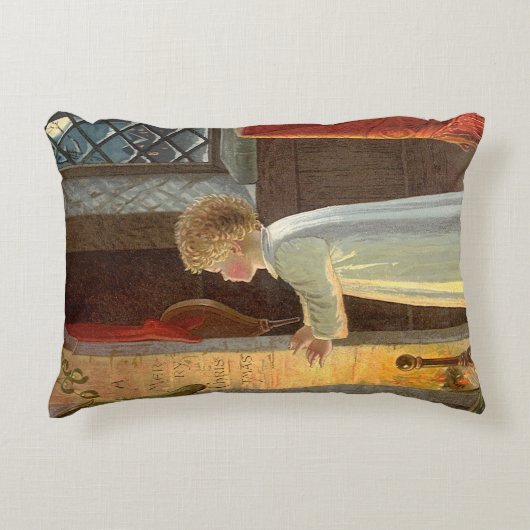 暖炉で暖まるヴィンテージクリスマス アクセントクッション (正面)