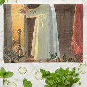 暖炉で暖まるヴィンテージクリスマス キッチンタオル (折り畳み)