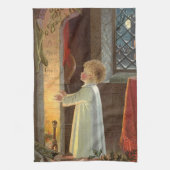 暖炉で暖まるヴィンテージクリスマス キッチンタオル (縦)