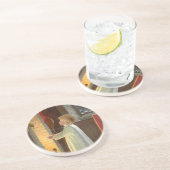 暖炉で暖まるヴィンテージクリスマス コースター (側面)