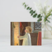 暖炉で暖まるヴィンテージクリスマス シーズンポストカード (スタンド正面)