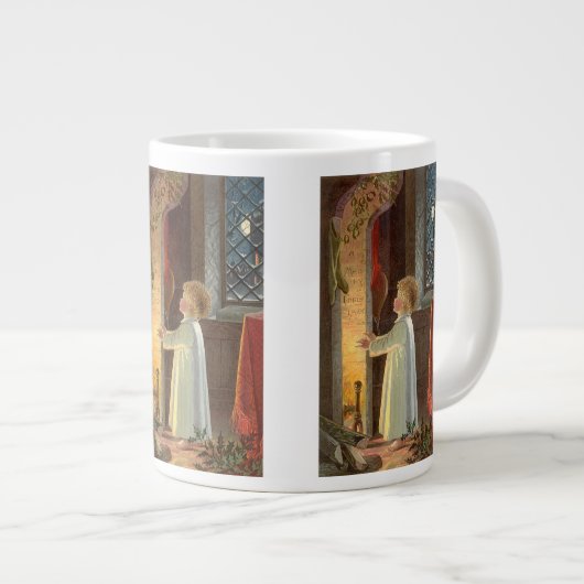 暖炉で暖まるヴィンテージクリスマス ジャンボコーヒーマグカップ (正面右)