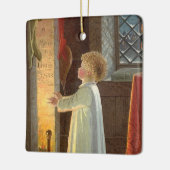 暖炉で暖まるヴィンテージクリスマス セラミックオーナメント (左)