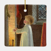 暖炉で暖まるヴィンテージクリスマス セラミックオーナメント (裏面)