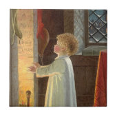 暖炉で暖まるヴィンテージクリスマス タイル (正面)