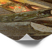 暖炉で暖まるヴィンテージクリスマス ポスター (角)