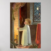 暖炉で暖まるヴィンテージクリスマス ポスター (正面)