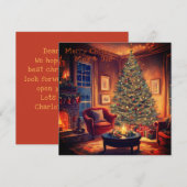 暖炉とクリスマスツリー | ママとパパ シーズンカード (正面/裏面)