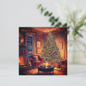 暖炉とクリスマスツリー | ママとパパ シーズンカード (スタンド正面)