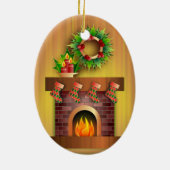 暖炉とストッキング セラミックオーナメント (裏面)