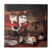 暖炉によるヴィンテージ猫 タイル (正面)