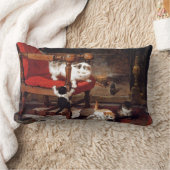 暖炉によるヴィンテージ猫 ランバークッション (ブランケット)