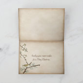 暖炉による金ゴールドのクリスマスオーナメント シーズンカード (内部)