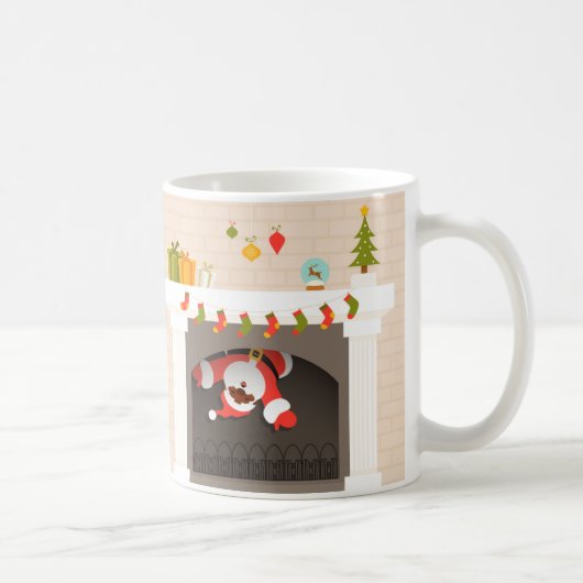 暖炉に閉じ込められた黒いサンタ コーヒーマグカップ (右)