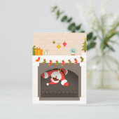 暖炉に閉じ込められた黒いサンタ シーズンポストカード (スタンド正面)