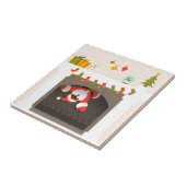 暖炉に閉じ込められた黒いサンタ タイル (側面)