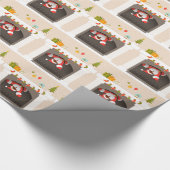 暖炉に閉じ込められた黒いサンタ ラッピングペーパー (角)