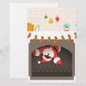 暖炉に閉じ込められた黒いサンタ 便箋 (正面/裏面)