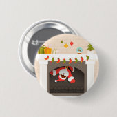 暖炉に閉じ込められた黒いサンタ 缶バッジ (正面&裏面)