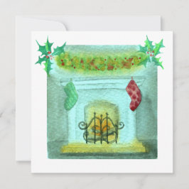 暖炉のあるクリスマスカード カード