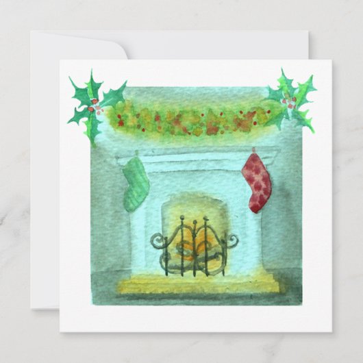 暖炉のあるクリスマスカード カード (正面)