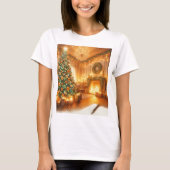 暖炉のあるクリスマスツリー Tシャツ (正面)