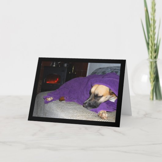 暖炉のそばで眠る犬 カード (正面)
