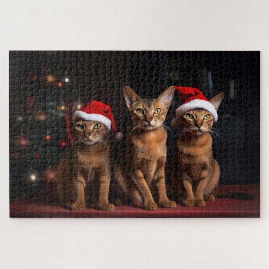 暖炉のそばのアビシニアン クリスマス ジグソーパズル (横)