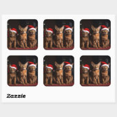 暖炉のそばのアビシニアン クリスマス スクエアシール (シート)
