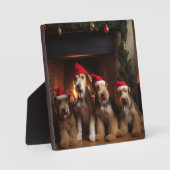 暖炉のそばのエアデール クリスマス フォトプラーク (正面)