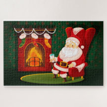 暖炉のそばのサンタ・ロッキング