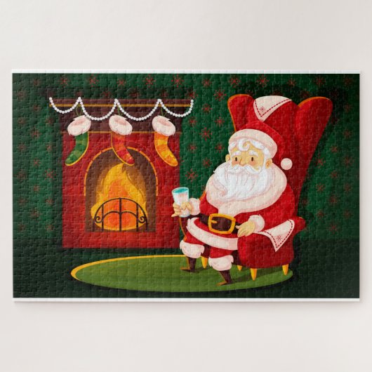 暖炉のそばのサンタ・ロッキング ジグソーパズル (横)