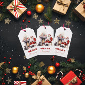 暖炉のそばのメリークリスマスサンタクロース ギフトタグ