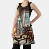 暖炉のそばの心地よい冬の景色 エプロン (インサイチュ)