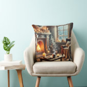 暖炉のそばの心地よい冬の景色 クッション (椅子)