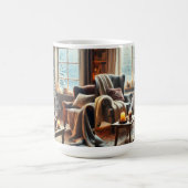 暖炉のそばの心地よい冬の景色 コーヒーマグカップ (中央)