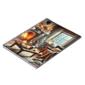 暖炉のそばの心地よい冬の景色 ノートブック (左側)