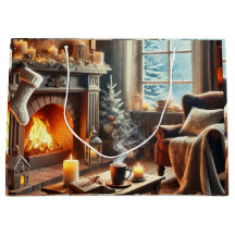 暖炉のそばの心地よい冬の景色