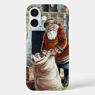 暖炉のそばの聖ニコラス アンティークなクリスマス iPhone 16ケース