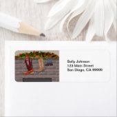 暖炉のカウボーイブートストッキング ラベル (インサイチュ)