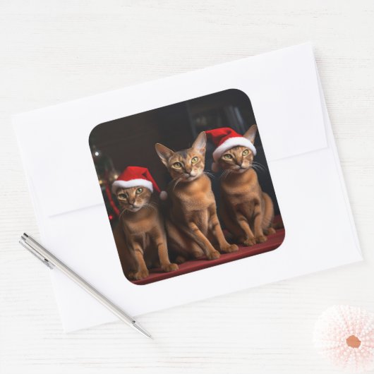 暖炉のクリスマスまでにアビシニアン スクエアシール (封筒)