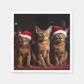 暖炉のクリスマスまでにアビシニアン スタンダードカクテルナプキン (正面)