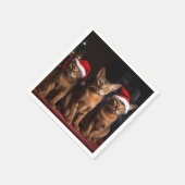暖炉のクリスマスまでにアビシニアン スタンダードカクテルナプキン (角)