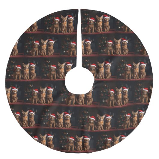 暖炉のクリスマスまでにアビシニアン ブラッシュドポリエステルツリースカート (正面)