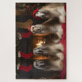 暖炉のクリスマスまでにアフガンハウンド ジグソーパズル (縦)