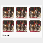 暖炉のクリスマスまでにアフガンハウンド スクエアシール (シート)