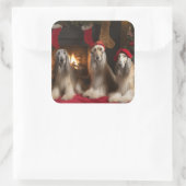 暖炉のクリスマスまでにアフガンハウンド スクエアシール (バッグ)