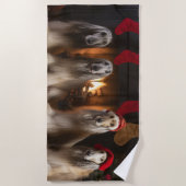 暖炉のクリスマスまでにアフガンハウンド ビーチタオル (正面)