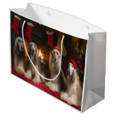 暖炉のクリスマスまでにアフガンハウンド ラージペーパーバッグ (裏面アングル)