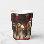 暖炉のクリスマスまでにアフガンハウンド 紙コップ (正面)